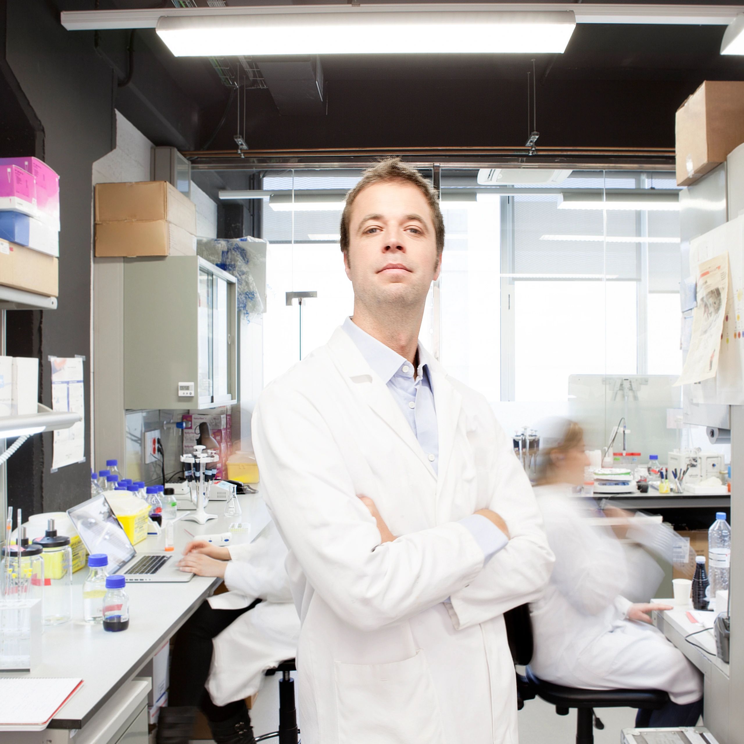 Scientist working carefully in a laboratory environment